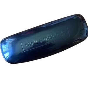 Lulu Guinness shiny black clamshell eyeglass hard case with cleaning cloth
